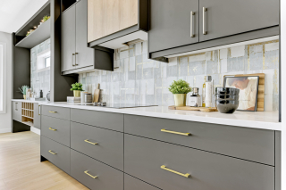 Built-in appliances in Venetian model kitchen